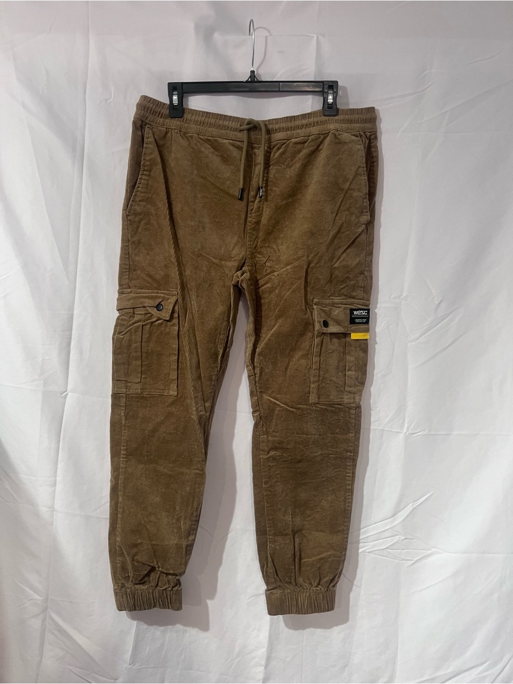 Wesc Men's Brown Corduroy Cargo Pants with Drawstring